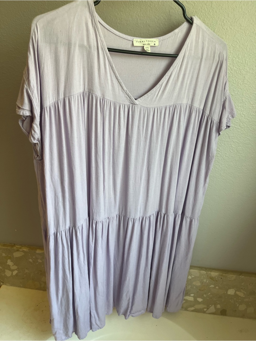 Final Touch Lavender Tiered Babydoll Dress Ruffle Sleeves Size Medium